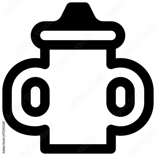 Adaptive mug. Outlined stroke vector icon with black-filled details.