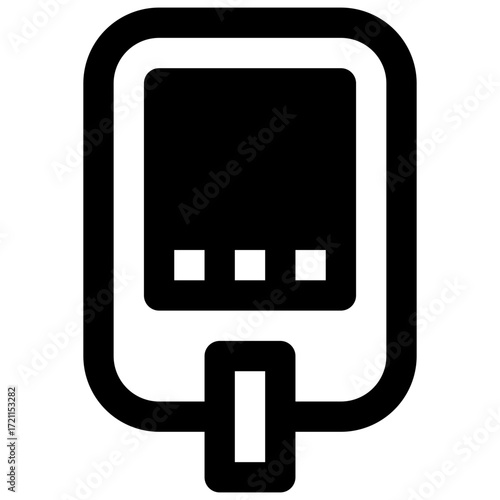 Blood sugar monitoring. Outlined stroke vector icon with black-filled details.