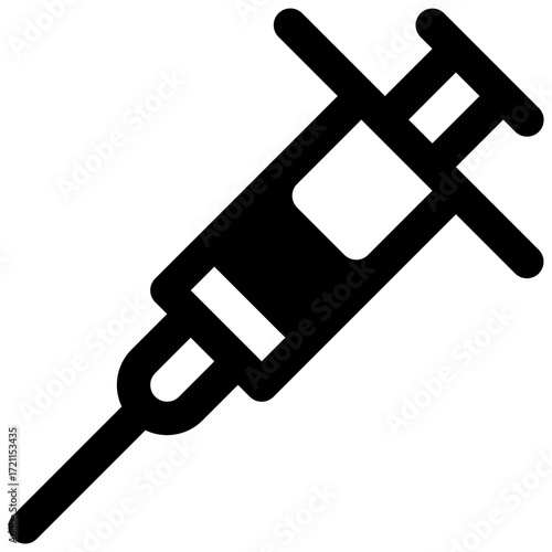 Vaccine. Outlined stroke vector icon with black-filled details.