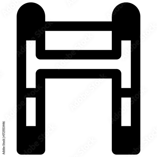 Walker. Outlined stroke vector icon with black-filled details.