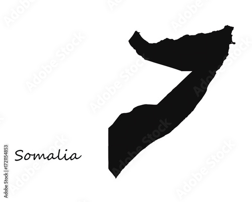 Somalia map black silhouette Vector illustration Simple