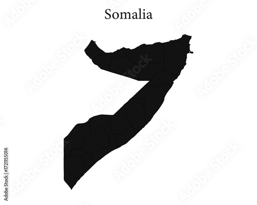 Somalia map black silhouette Vector illustration simple