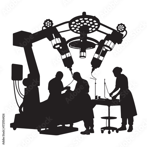 Robotic Surgery Silhouette | Medical Technology, Surgeon Console, Operating Room