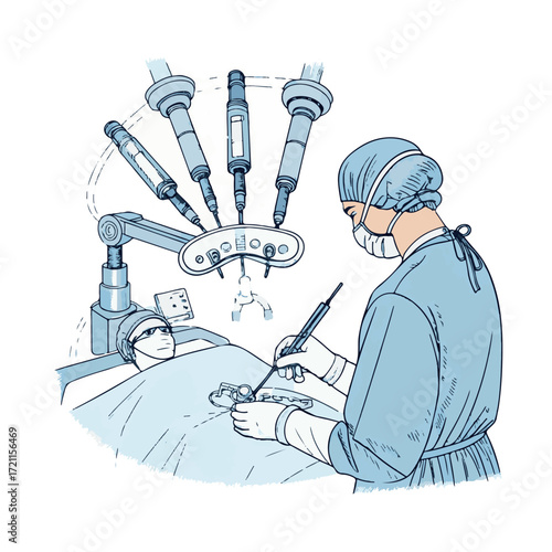 Robotic Surgery Silhouette | Medical Technology, Surgeon Console, Operating Room