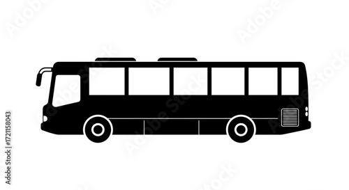 Simple silhouette of a modern coach bus side view for travel and transportation concepts