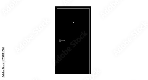 Sleek modern black door with silver knob and peephole for home or business entry