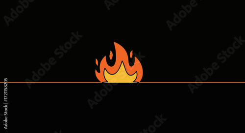 Digital pixel art fire icon represents heat energy and burning flame for web and graphics