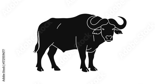 Majestic african buffalo silhouette powerful wild animal symbol livestock agriculture ranching strength