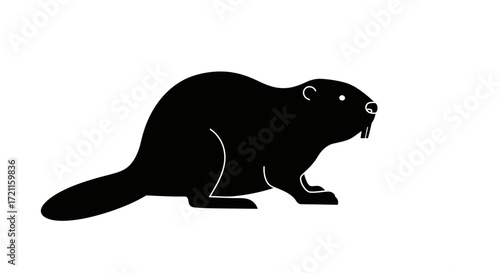 Black beaver silhouette profile cute rodent animal icon symbol wild nature forest aquatic