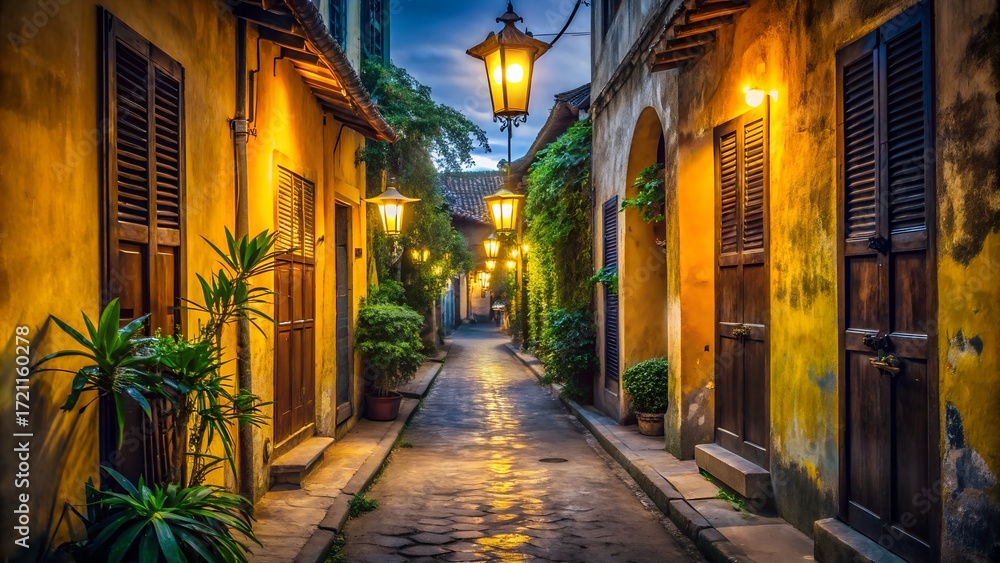 Fototapeta premium Vietnam City Travel Photography in 8K – Ancient Streets, Pagodas, and Skyline at Dawn with Cinematic Light, No People