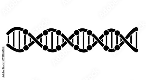 Black and white dna double helix structure scientific biology genetic code icon symbol element