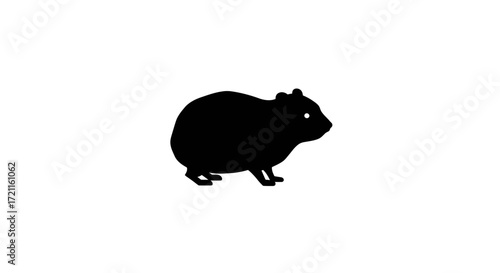 Adorable silhouette of a small rodent pet charming miniature animal figure isolated