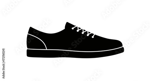 Classic black oxford shoe silhouette with white laces and sole detail apparel fashion footwear