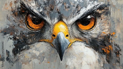 Intense falcon portrait in nature wildlife art close-up vibrant colors artistic expression
