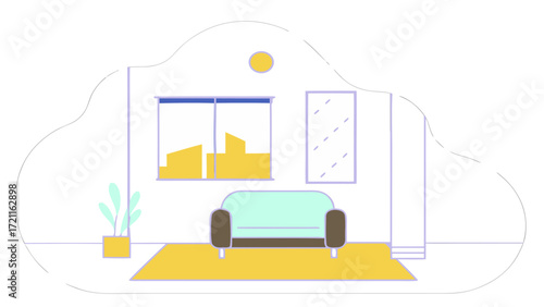 Vertical frame mockup in elegant modern living room with cozy decor and natural lighting ambiance
