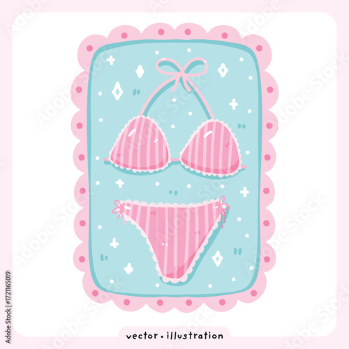 Cute Bikini Coquette Beachwear Design vector illustration