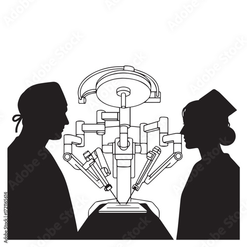 Robotic Surgery Silhouette | Medical Technology, Surgeon Console, Operating Room