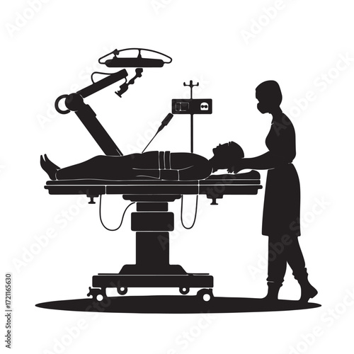Robotic Surgery Silhouette | Medical Technology, Surgeon Console, Operating Room