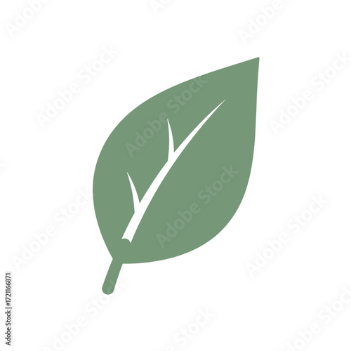 Simple Green Leaf Icon Minimalist Design for Nature and Environment