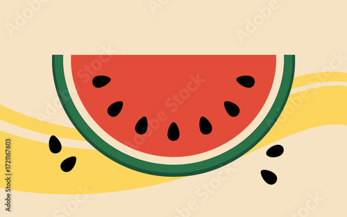 Watermelon Slice Graphic Illustration with Seeds on a Summer Background Refreshing and Eye Catching Design Perfect for Summer Themes
