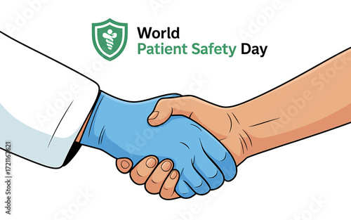 Celebrating World Patient Safety Day with Doctor and Patient Handshake Illustration Promoting Healthcare Safety and Collaboration