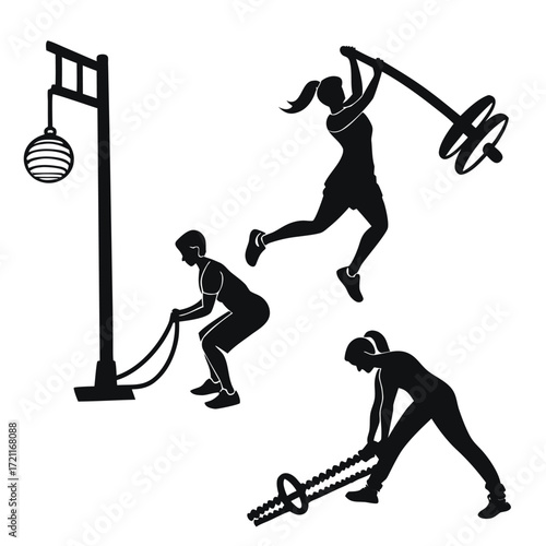 Gym logo Silhouette vector illustration
