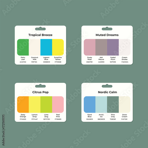Tropical Breeze Muted Dreams Citrus Pop Nordic Calm  Color Palette Collection