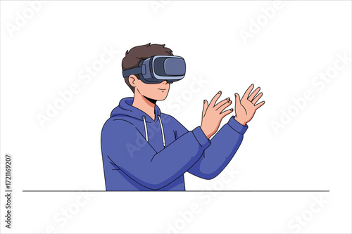 Person Engaged in Immersive Virtual Reality Experience