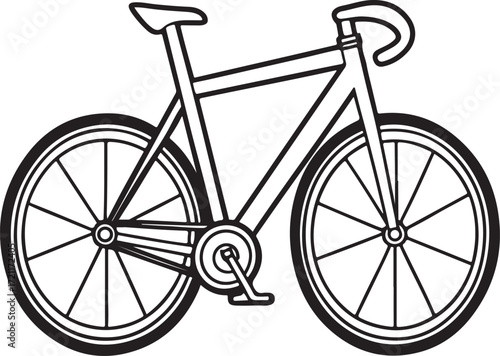 Black and White Outline of a Racing Bicycle bike road bike