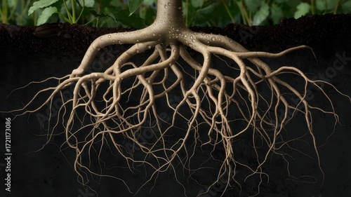Wallpaper Mural Extensive root system of a plant, reaching deep into the soil. Torontodigital.ca