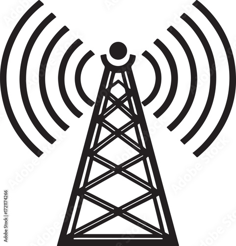 Communication Tower with Radio Waves Icon antenna broadcast