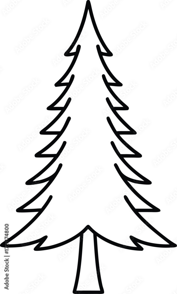 Obraz premium Green Christmas tree vector illustration for the winter holiday season