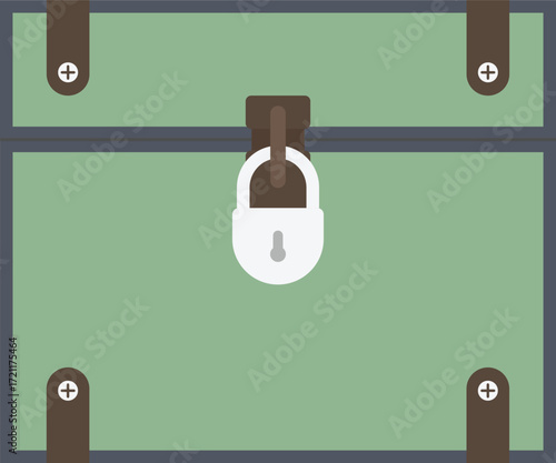 Locked Chest with Padlock Flat Illustration. Clean Icon Design Element on Isolated White Background