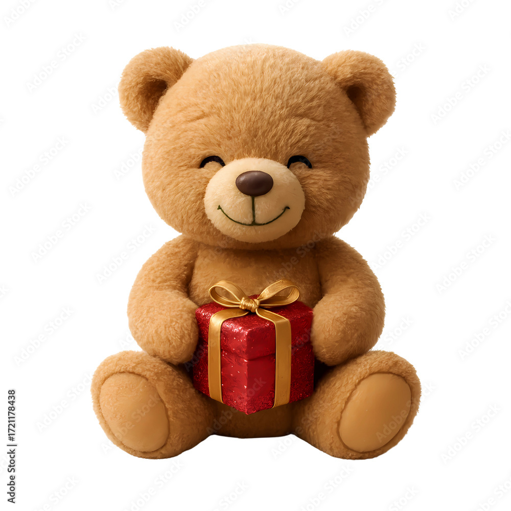 Obraz premium teddy bear with gift box