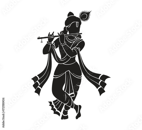 Illustration of krishna playing the flute