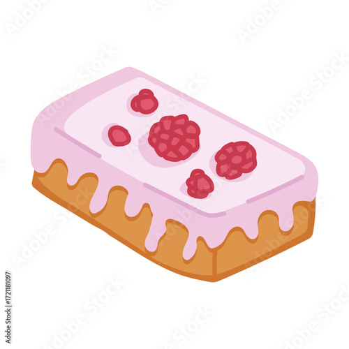 Raspberry biscuit cake with pink glaze illustration