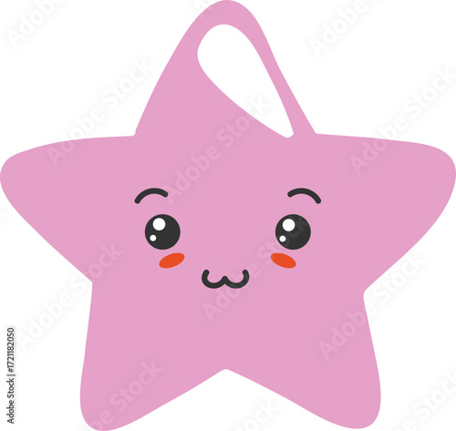 Cute pink star cartoon character with adorable facial expression on a black background