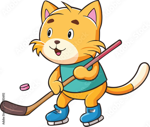 Cute and cheerful cartoon animal cat character illustration drawing