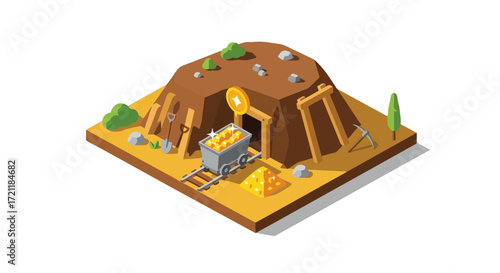 gold mining space isometric