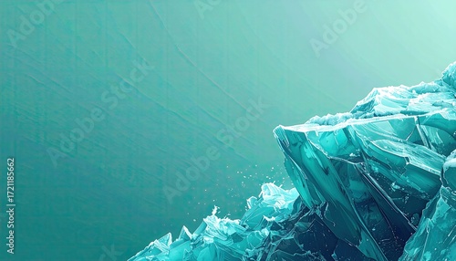 Abstract icy peaks against a teal backdrop