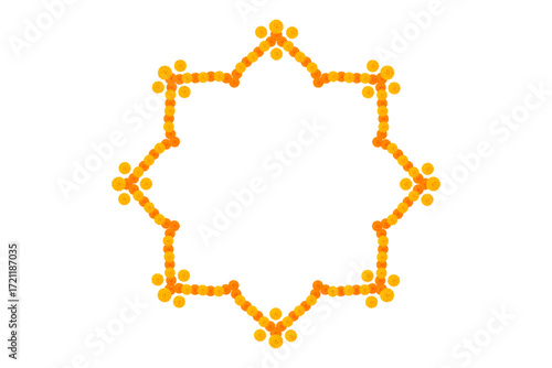 Marigold mandala garland Decoration: traditional indian festival dussehra, Diwali, deepavali, durga,  puja, celebration, wedding, floral on transparent background, vector design