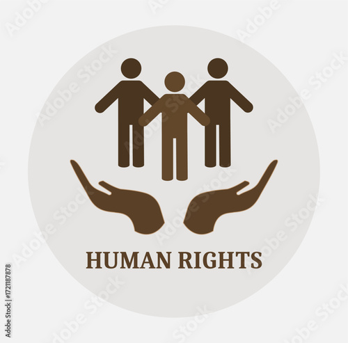 Human Rights Symbol with Three Figures and Hands – 3D Cinematic Render