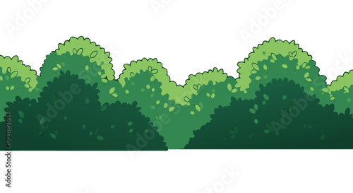 Cartoon green bush border with dark background