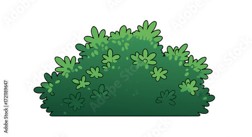 Cartoon green bush with simple leafy texture