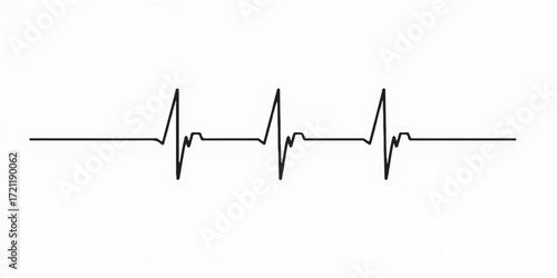 Green electrocardiogram line illustrating a steady heartbeat on a medical monitor with a regular pulse and healthy rate for cardio health