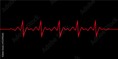 Abstract medical cardiogram with a red heartbeat pulse on a black monitor, a healthy life illustration