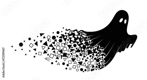 Abstract spectral figure with geometric transformation for haunting concept design