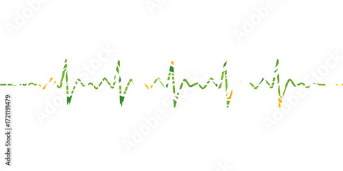 Green grass pulse wave diagram on a white background, a heart health illustration