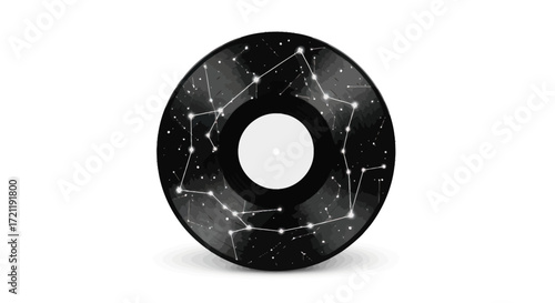 Celestial grooves a vinyl record adorned with constellation mapping and starlight