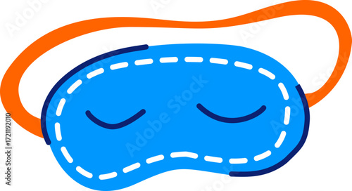 A Cute Blue Sleep Mask with Orange Elastic Band Promotes Restful Sleep